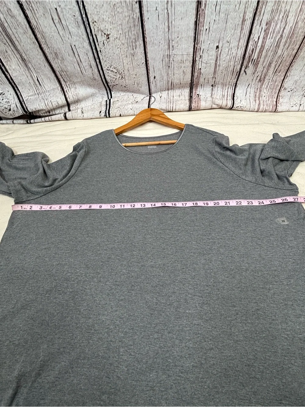 NWOT CJ Banks Plus Size 3X Gray Pullover Shirt 3/4 Sleeves Cotton Blend Stretch